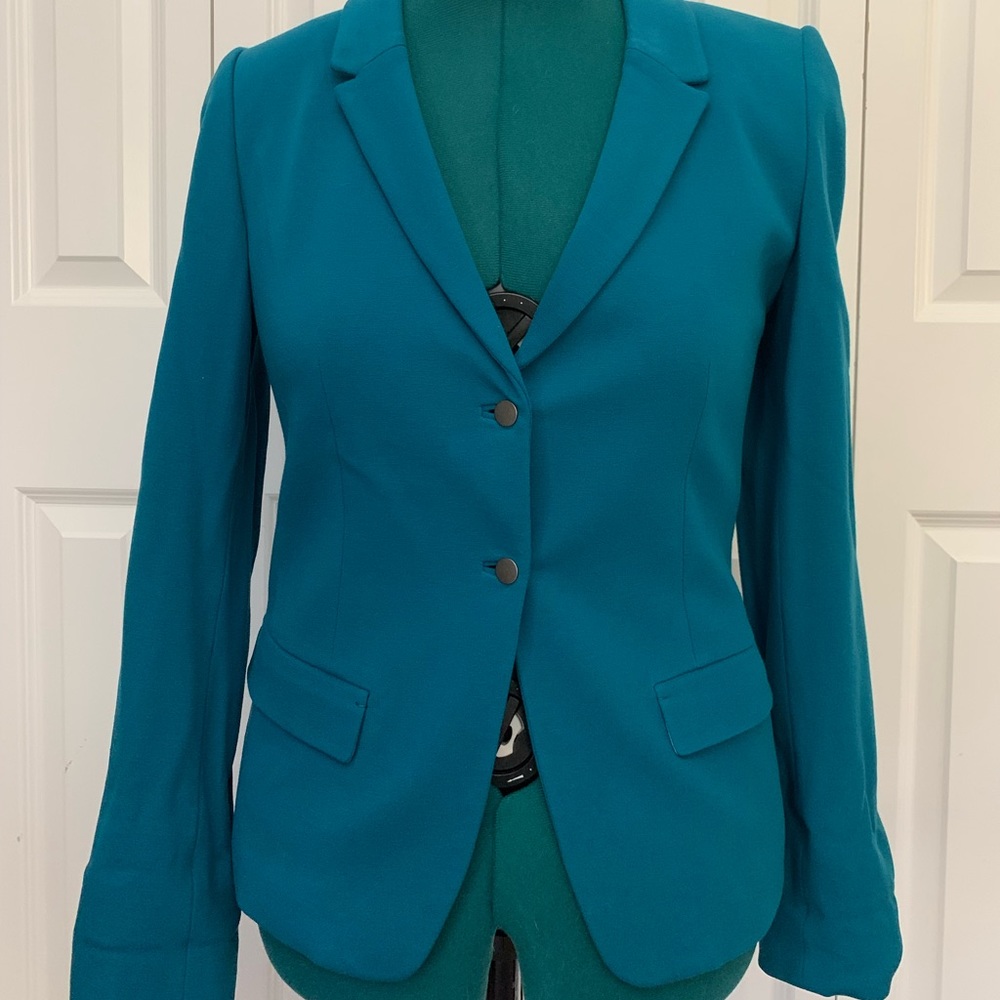Turquoise Elie Tahari ponte knit blazer, size 10